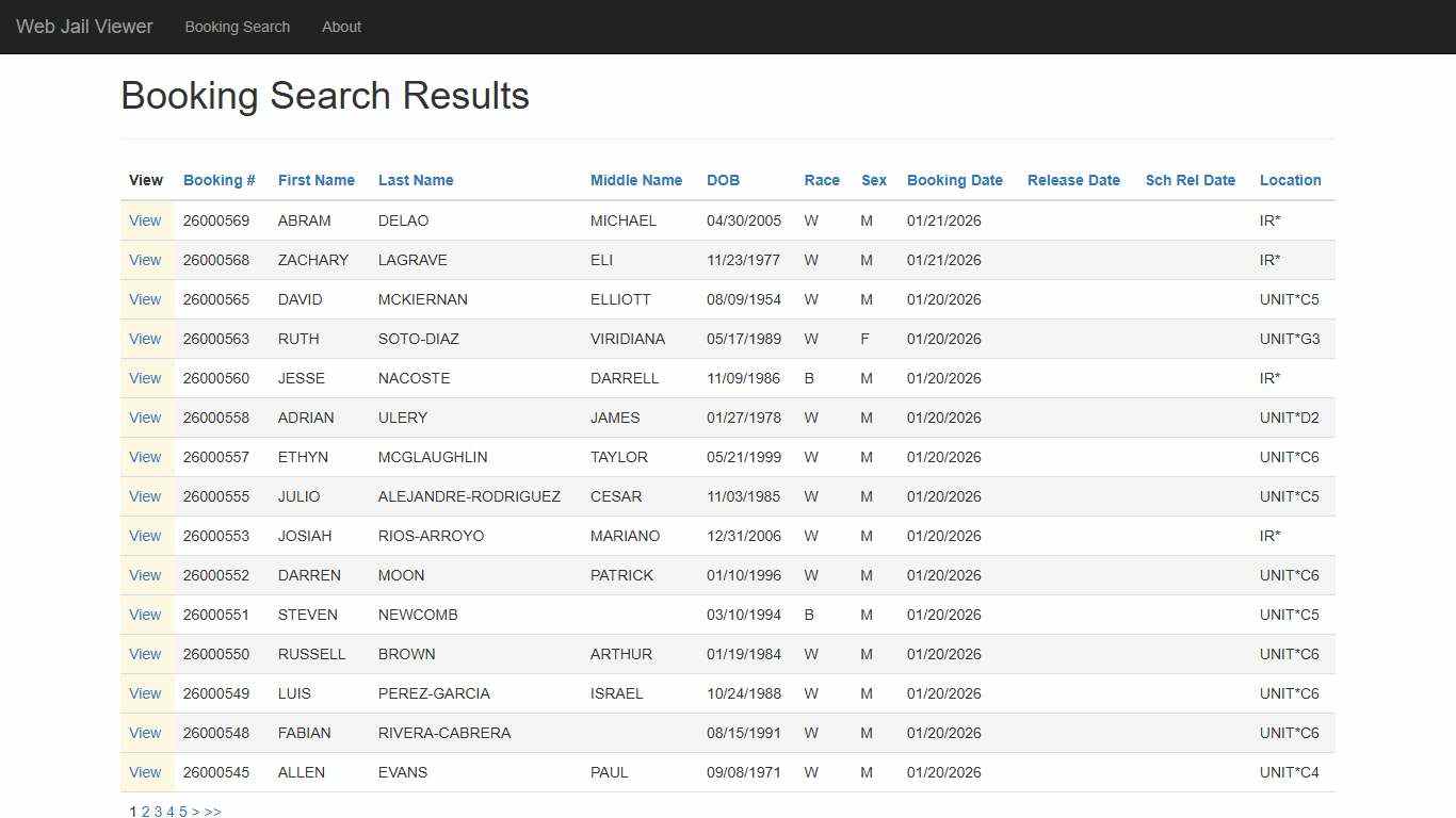 BookingSearchDetail - Web Jail Viewer